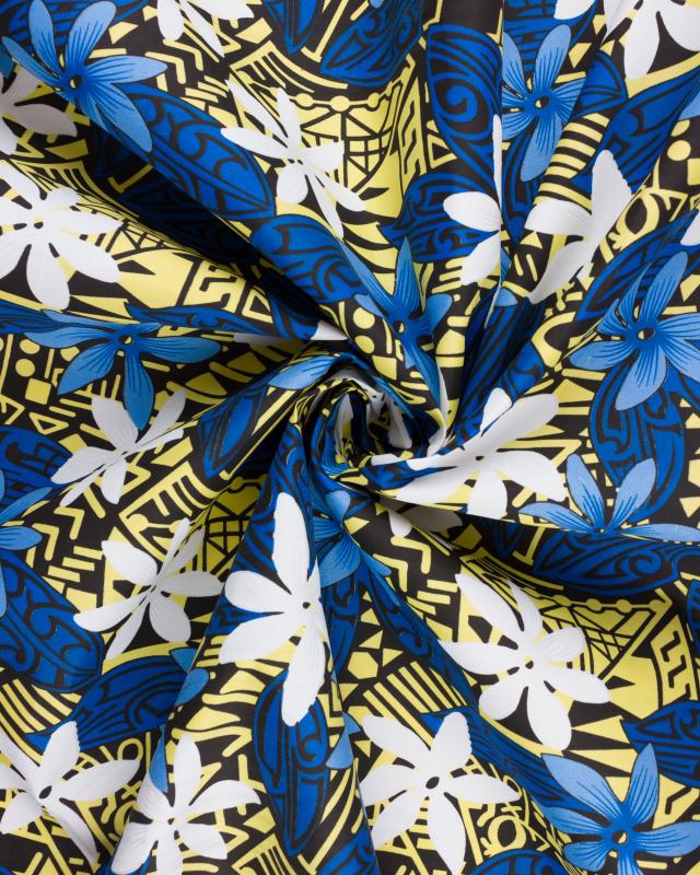 Polynesian fabric TIARE Blue - Tissushop